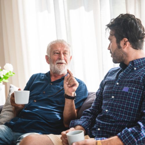 Senior Advocate Services Gen X man with father